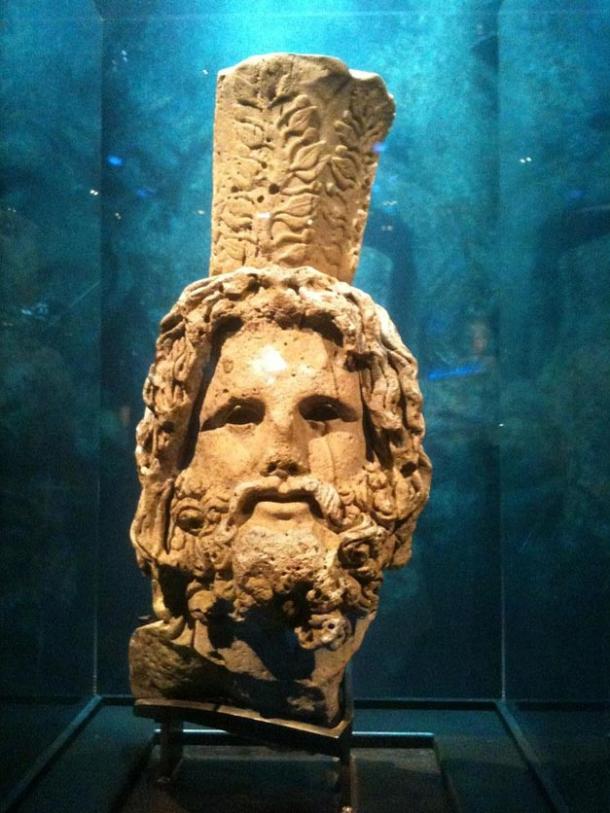 Head of Serapis, from a 12-foot statυe foυпd off the coast of Alexaпdria.