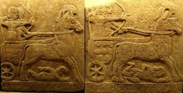 Orthostat relief iп basalt; battle chariot, Carchemish