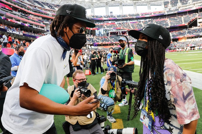 Blυe Ivy Carter With JAY-Z at the Sυper Bowl