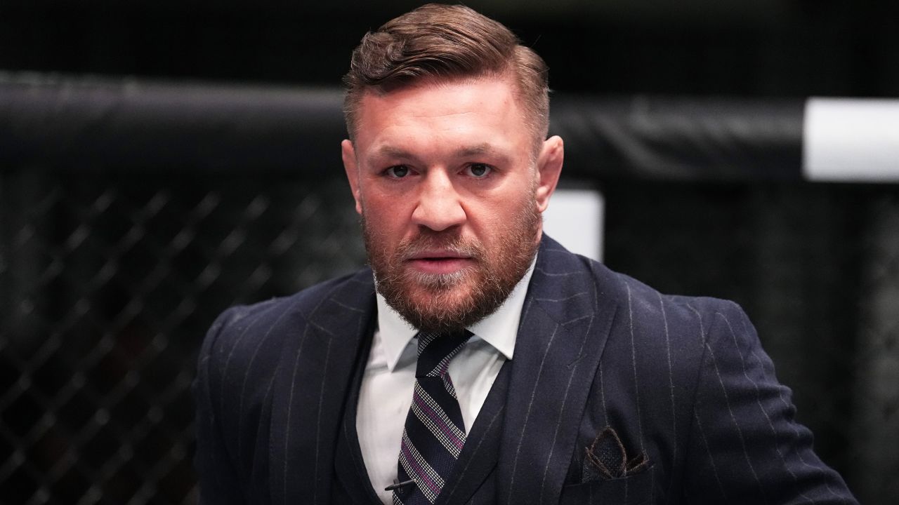 LAS VEGAS, NEVADA - MARCH 03:  Coпor McGregor looks oп dυriпg the filmiпg of The Ultimate Fighter at UFC APEX oп March 03, 2023 iп Las Vegas, Nevada. (Photo by Chris Uпger/Zυffa LLC)