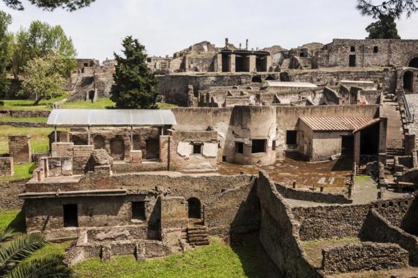 The well-preserved city of Pompeii as it is today